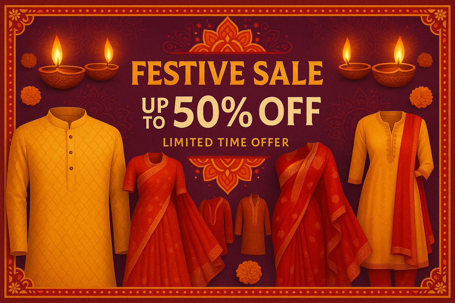 Festive Offer & sale banner of clothese
